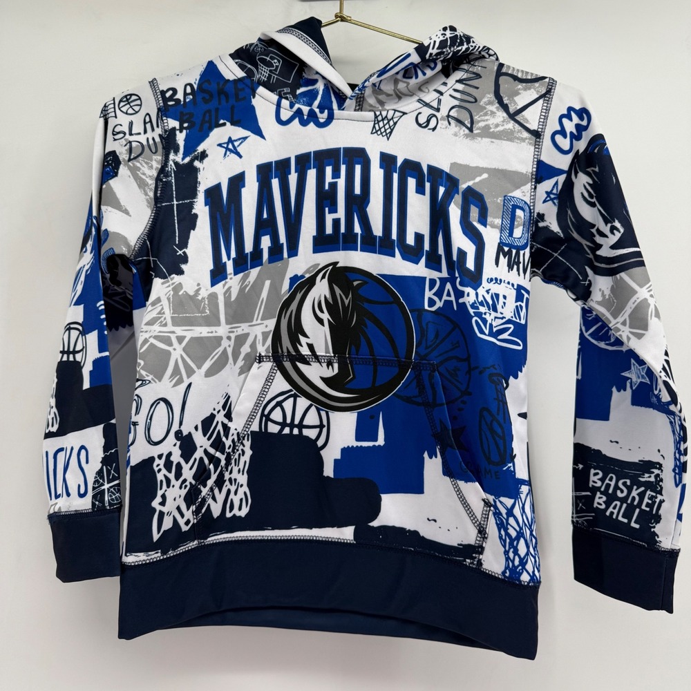 Kids Dallas Mavericks NBA Basketball Graphic‎ Hoodie Youth Size M 5/6 Blue White